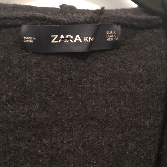 Zara Knit Hooded Double-Breasted Cardigan Navy L - Picture 3 of 8